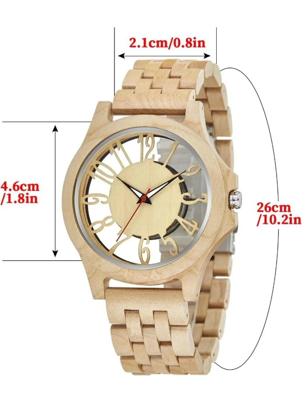 Men Cream Quartz Solid Ebony Zebra Fold over Clasp Wood Strap Round Wooden Watch